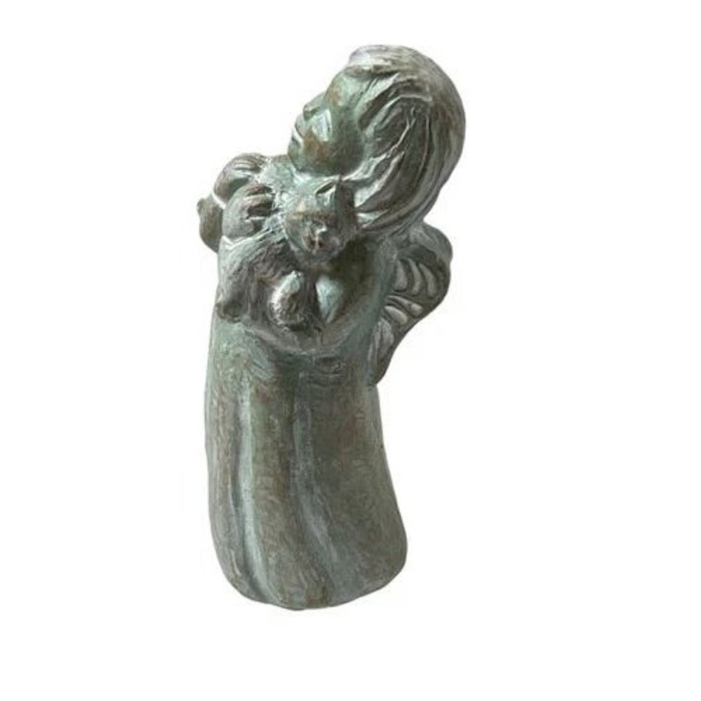 Isabel Bloom 2000 "My Kitty Angel" Holding Kitten Concrete Sculpture Retired‎
